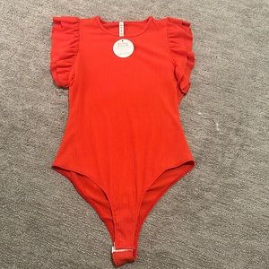 NWT Red ruffle sleeve bodysuit